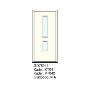 De GD76044 is leverbaar in alle RAL‑kleuren en kan op aanvraag worden voorzien van een sierkader rondom de ruit. Daarmee past het paneel zowel bij particuliere woningen